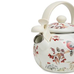 ЧАЙНИК AGNESS ЭМАЛИРОВАННЫЙ СО СВИСТКОМ СЕРИЯ "СНЕГИРИ", 2,2Л, ИНДУКЦИОННОЕ ДНО