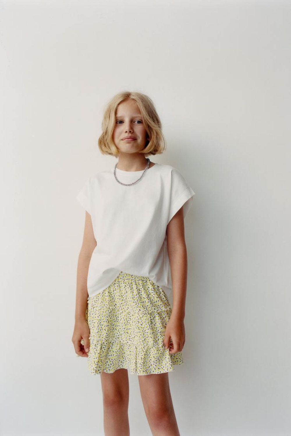 ZARA ЮБКА-ШОРТЫ ИЗ РЕЛЬЕФНОЙ ТКАНИ С ПРИНТОМ, ЖЕЛТЫЙ