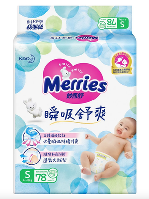 Merries TW MERRIES Extra Dry Подгузники для детей размер S 4-8кг, 78 шт