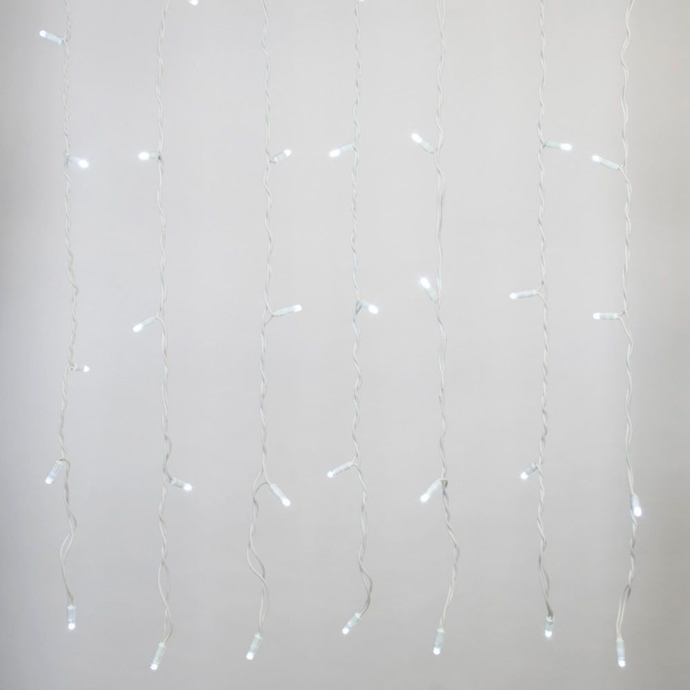 ULD-C1515-160-TWK WHITE IP67 Занавес светодиодный с эффектом мерцания. 1.5х1.5м. Соединяемый. 160 светодиодов. Белый свет. Провод белый. TM Uniel.