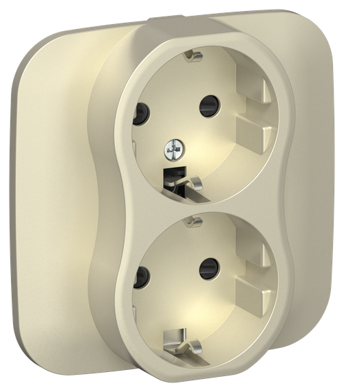 FLITE Розетка 2-местная с заземлением с защитными шторками 16А РСш12-0-А-ФлШ шампань IEK