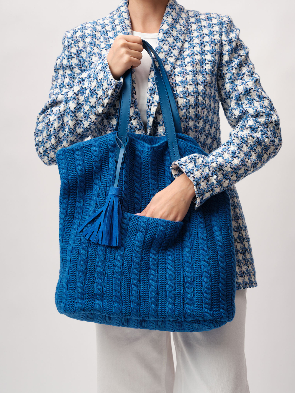 Сумка-шоппер Deboro 30678 синий трикотаж