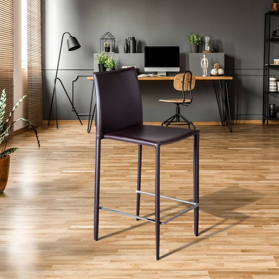 Стул полубарный Rolf, кожа коричневый