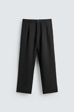 ZARA СТРУЯЩИЕСЯ БРЮКИ RELAXED FIT, ЧЕРНЫЙ