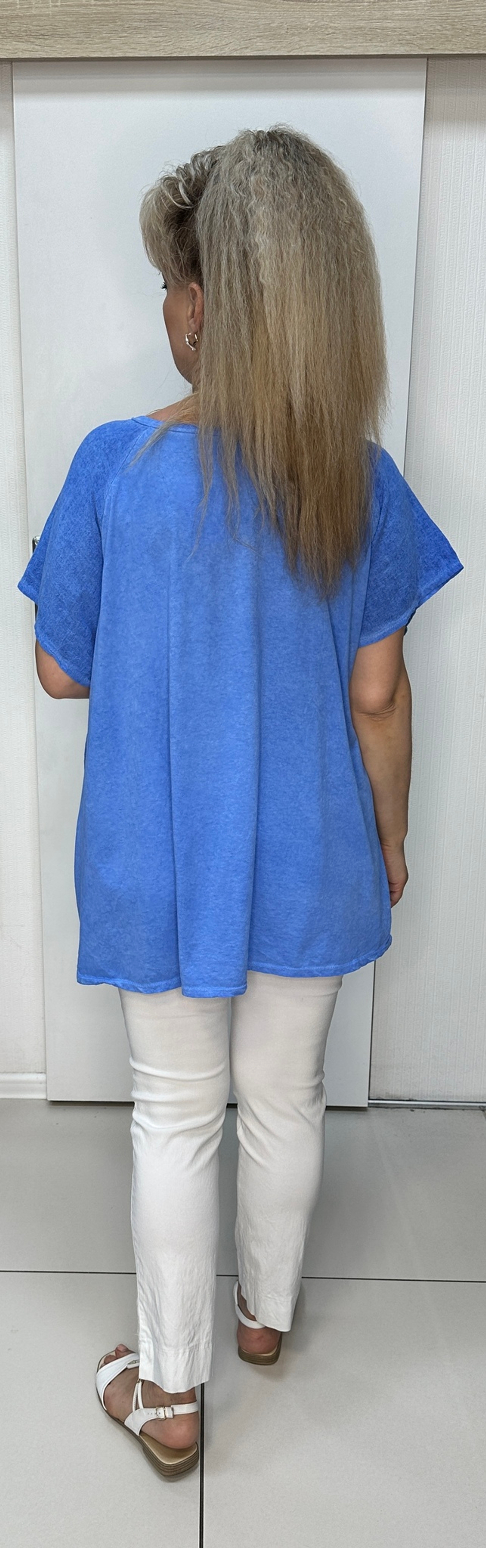 Комбинированная футболка-туника с изображением одуванчиков