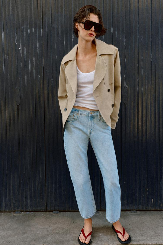 ZARA УКОРОЧЕННЫЕ ДЖИНСЫ Z1975 СО СРЕДНЕЙ ПОСАДКОЙ, ГОЛУБОЙ