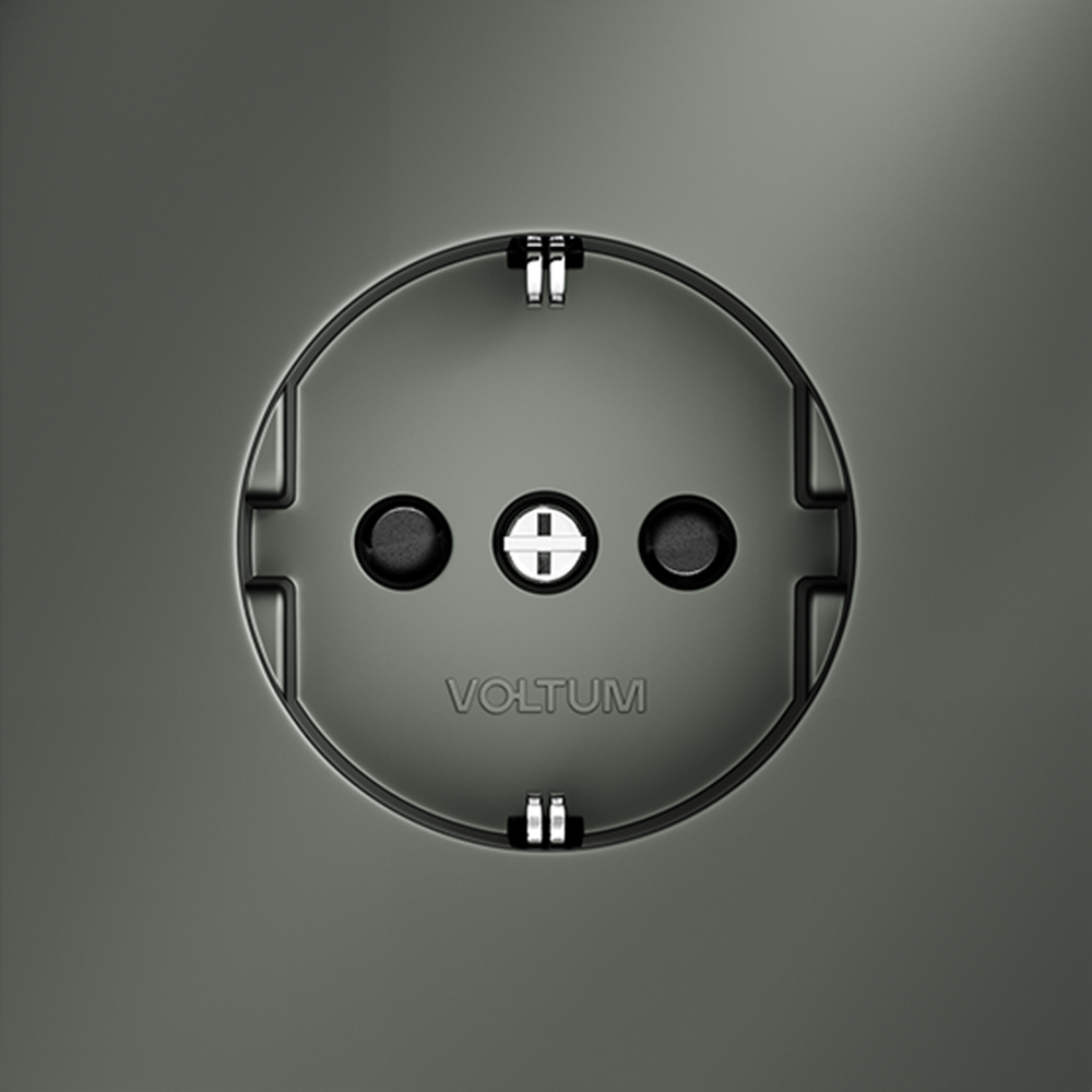 Розетка встраиваемая с заземлением и защитными шторками, 16А, (титан) Voltum S70 VLS040206