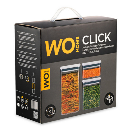 Набор контейнеров для сыпучих продуктов 3шт Wo Home Click