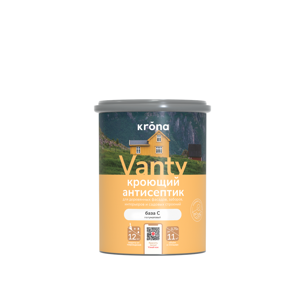 Антисептик кроющий KRONA VANTY база С 0,75 л