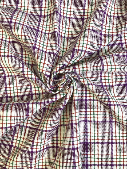 Коттон фланель сорочка принт клетка сирень/красн/зелен NBD011