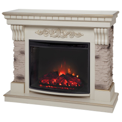 Электрокамин RealFlame Marseilles WT белый дуб с золотой патиной с очагом Evrika 25,5 LED