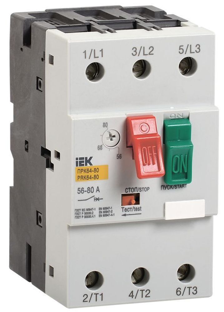 Пускатель ручной кнопочный ПРК64-25 In=25A Ir=16-25A 660В IEK