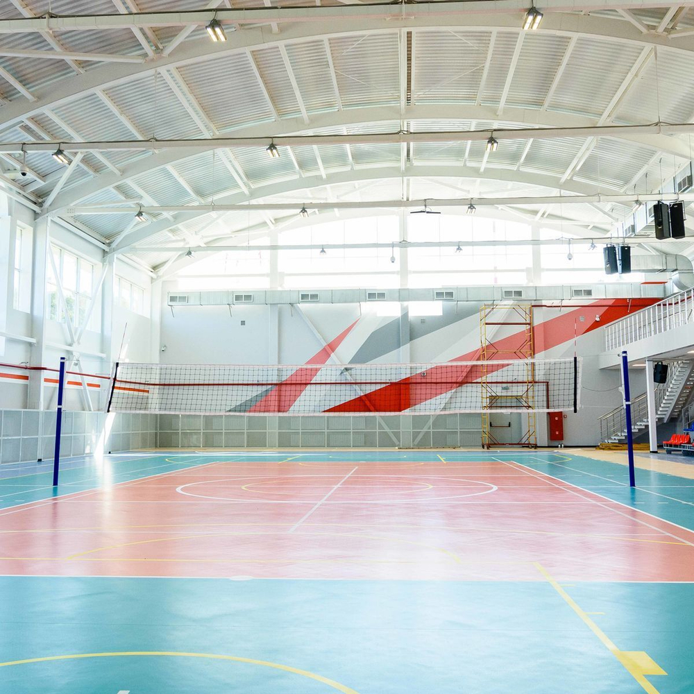 Волейбольные стойки универсальные со стаканами и механизмом натяжения троса ZAVODSPORTA