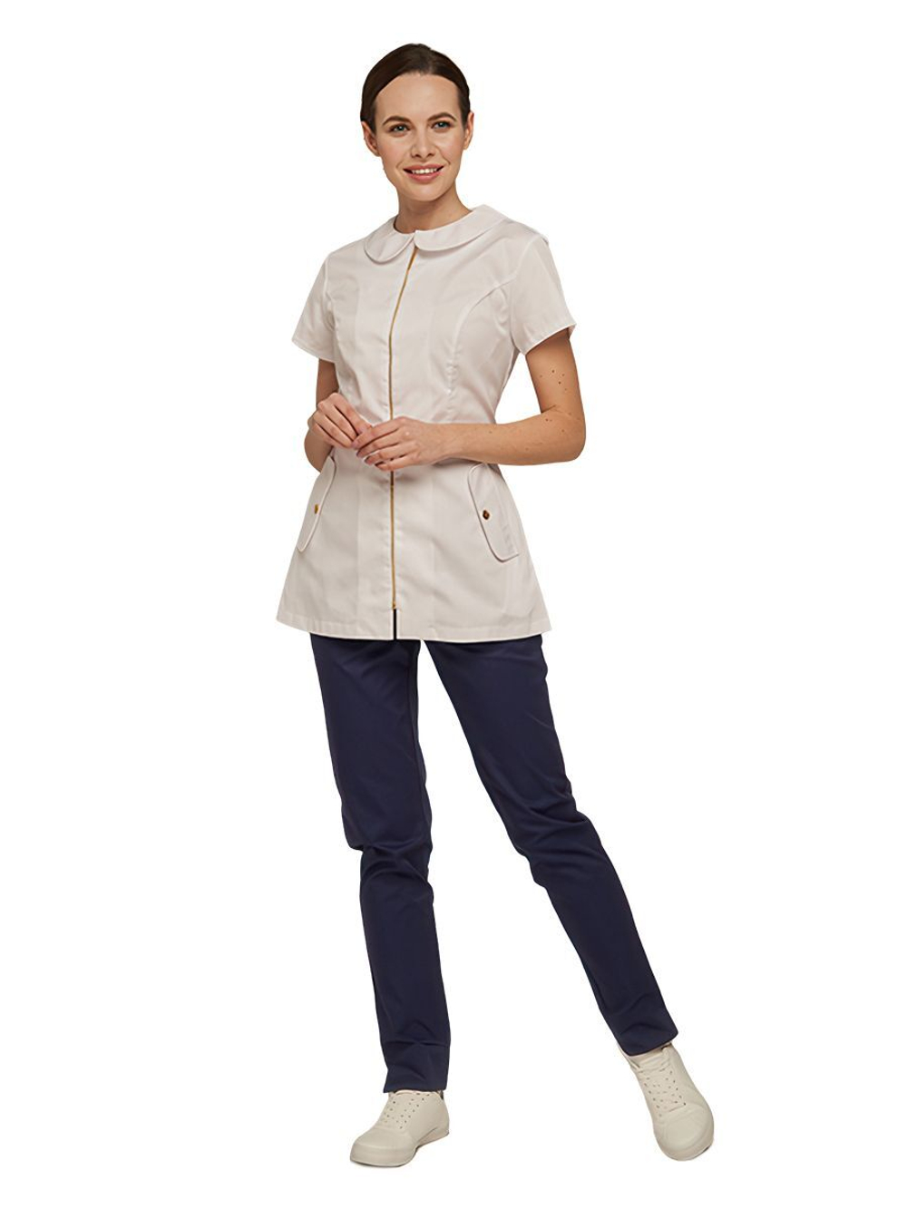 Туника медицинская женская Dr. Nice DRN150 на молнии, с воротником, синий, 46