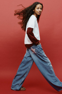 ZARA ДЖИНСЫ WIDE LEG С НАШИВКАМИ, СИНИЙ