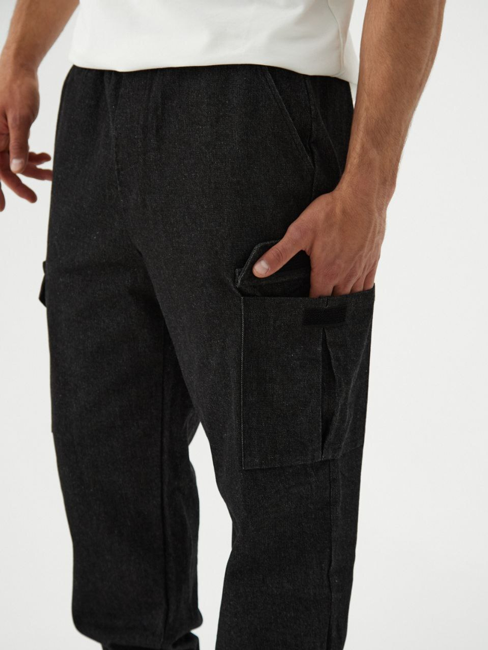 Джоггеры карго джинсовые. Асфальт