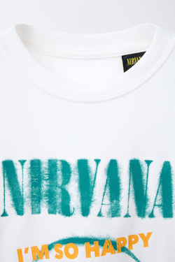 ZARA ФУТБОЛКА С ПРИНТОМ NIRVANA ®, БЕЛЫЙ