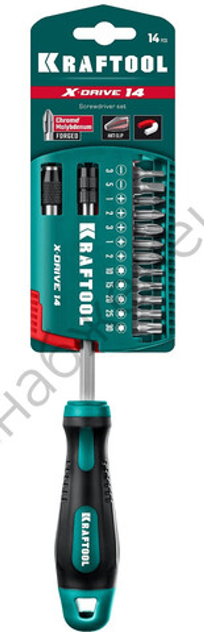 KRAFTOOL X-Drive-14 14 предм., Отвертка-битодержатель (25814)
