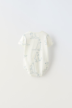 ZARA БОДИ С ПРИНТОМ «КЕНГУРУ», СВЕТЛО-ЗЕЛЕНЫЙ