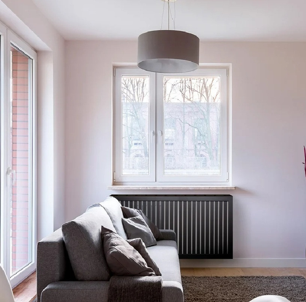 Экран для радиатора реечный Стильный дом De Luxe v531962 черный 900х600 мм