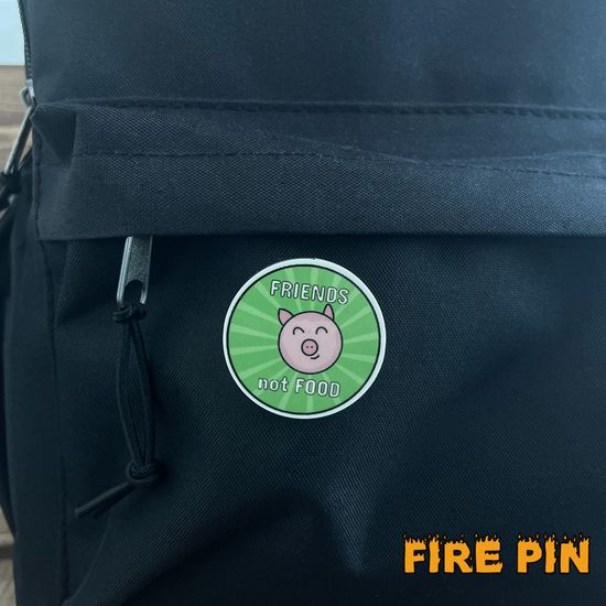 Значок деревянный (брошь) Friends Not Food. Fire Pin