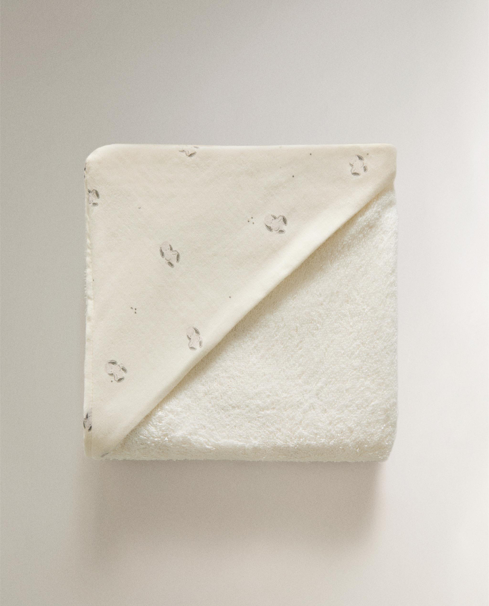Zara Home Детское полотенце с капюшоном из хлопка, кремовый, 80x80 см