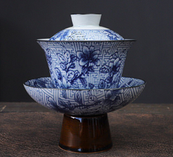 242130 Гайвань КОБАЛЬТ "На высокой ножке" 160мл, фарфор