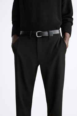 ZARA БРЮКИ КОМФОРТНОЙ ПОСАДКИ ИЗ РЕЛЬЕФНОЙ ТКАНИ, ЧЕРНЫЙ