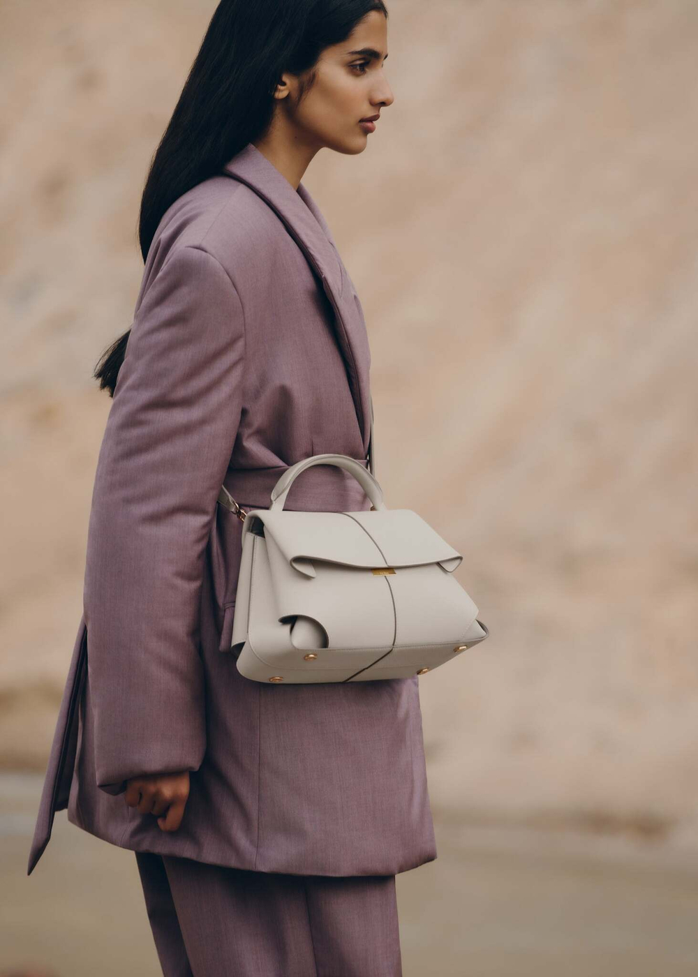 Сумка Polene Mokki EDITION TEXTURED CHALK