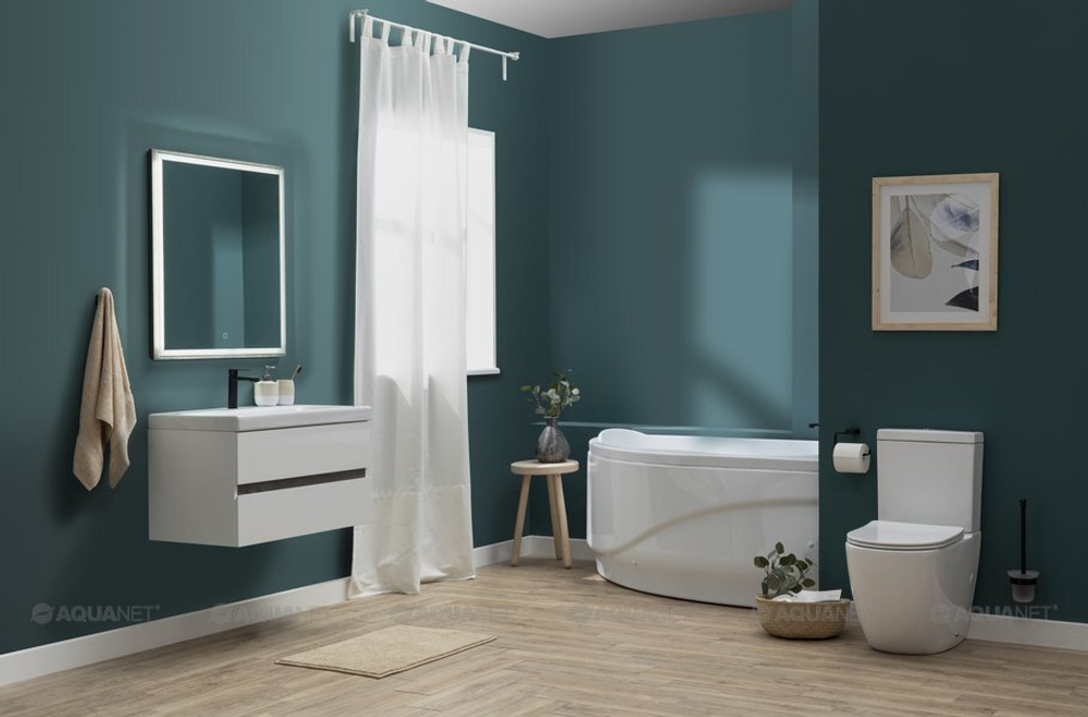 Мебель для ванной Aquanet Беркли 60 белый/дуб рошелье (зеркало дуб рошелье)