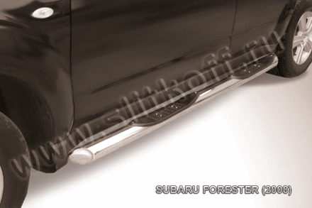Пороги из нержавейки Subaru Forester (2007-2013) d76 с проступями