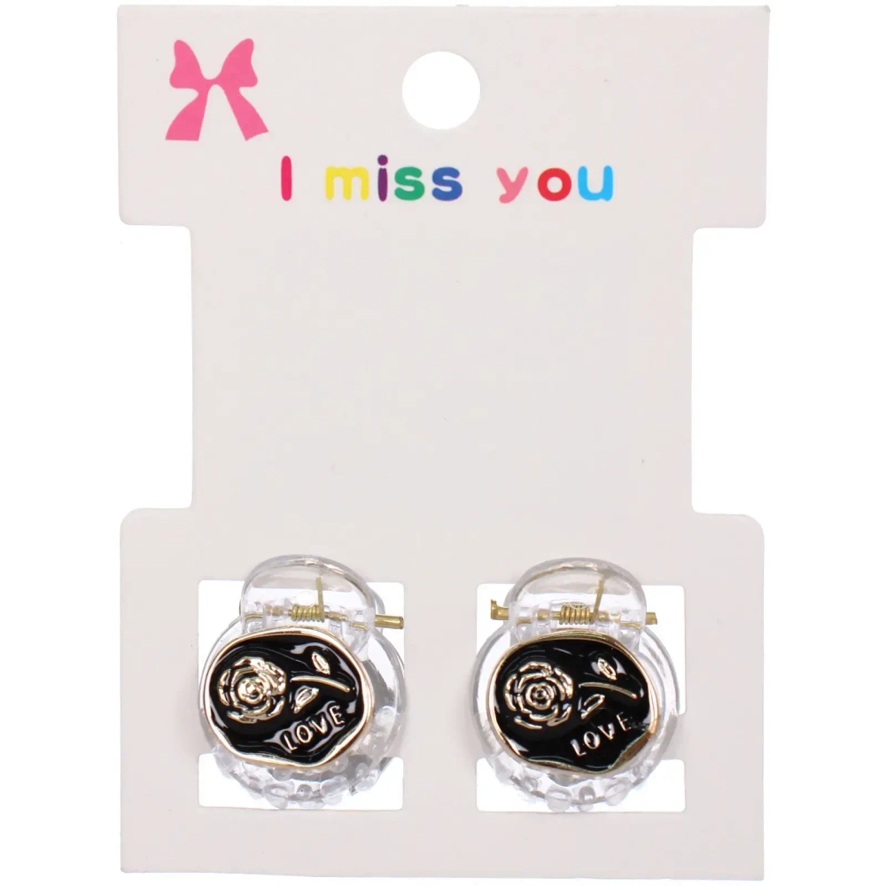 Заколки – крабики для волос 2шт на блистере «ТАРТИ ТАН», роза, цвет как на фото, 2см (пакет с подвесом)