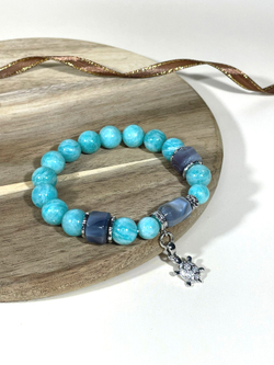 Браслет для Тельца, агат и амазонит