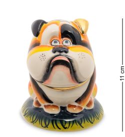 ГЛ- 448 Копилка «Собака Тузик» золото (Гжельский фарфор)