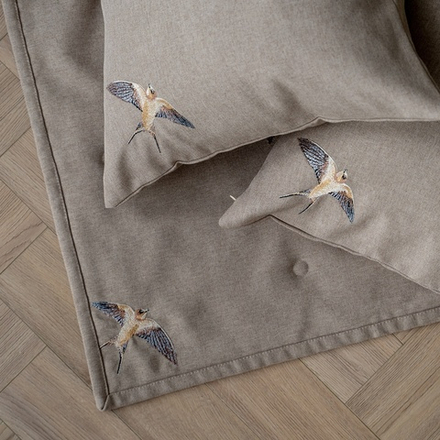 Покрывало с вышивкой МЭРРИ (арт. BL02-319-02) - бежево-коричневое