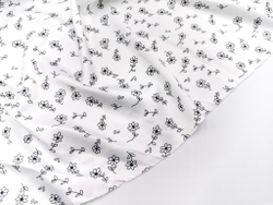 Эластичный бельевой атлас-стрейч, цветы на белом фоне, (Арт: ASP-007)