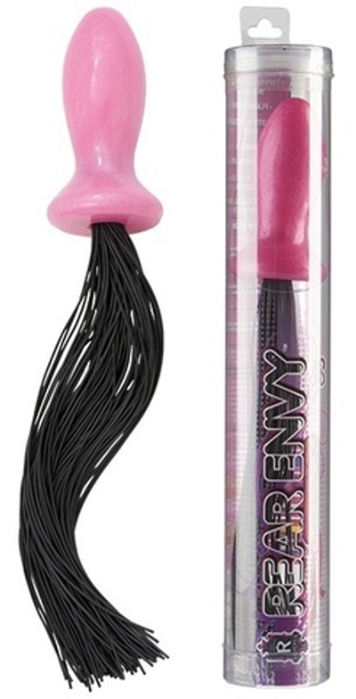 Розовая анальная пробка-флоггер REAR ENVY