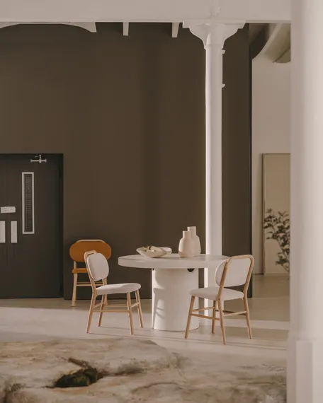 Helda Стул из бежевой синели и массива дуба