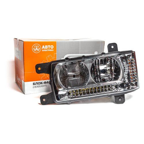 441.3775 AE Блок-фара, КамАЗ, с ДХО (LED), левая, Н/О АвтоЭлектрика
