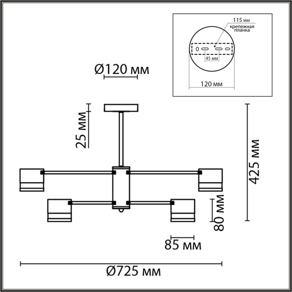 8240/6C COMFI LN26 239 черный/латунь, металл/акрил Люстра потолочная LED GX53 6*7W 220V LANIKA