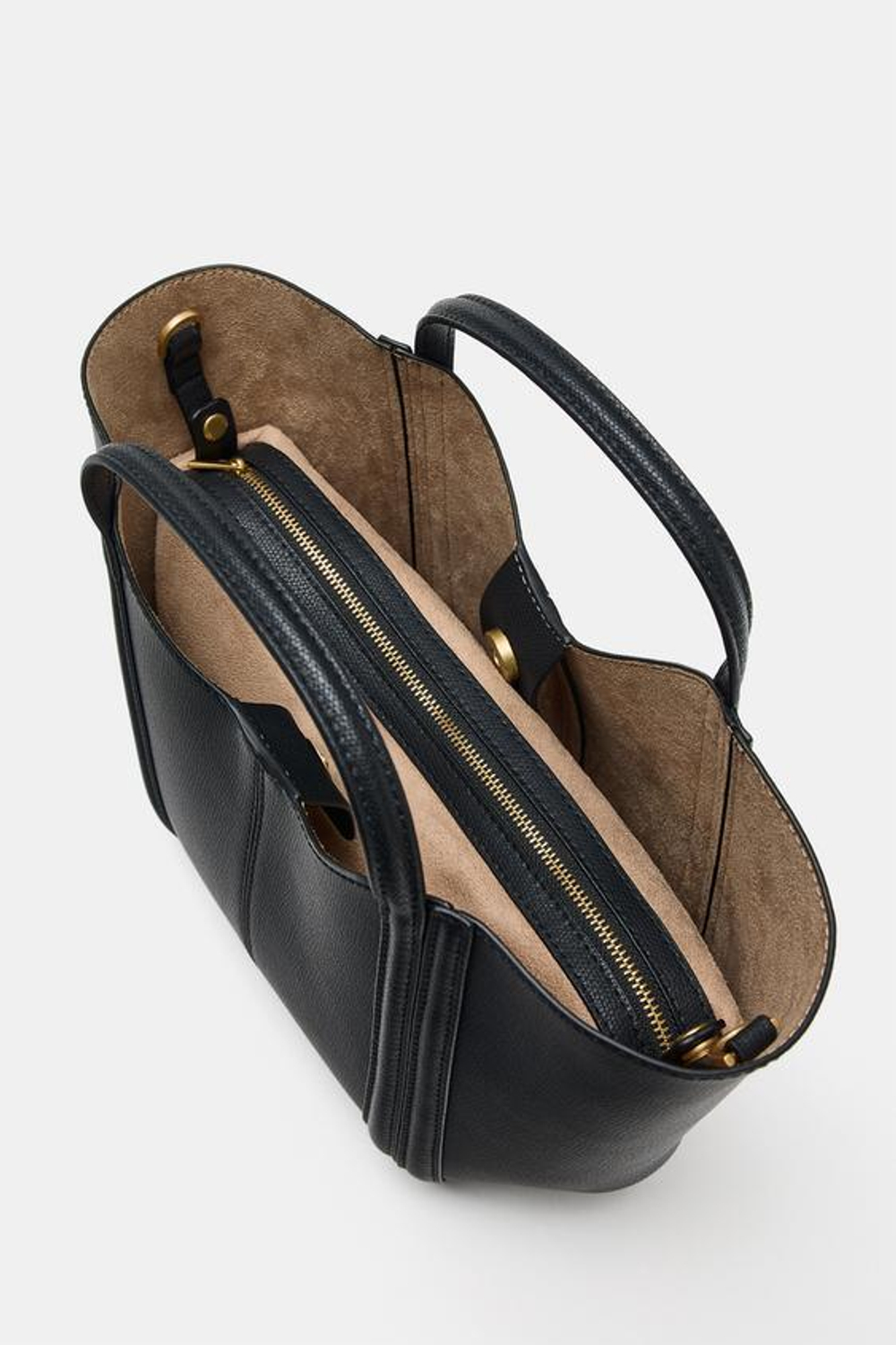 ZARA МИНИ-СУМКА С ДЕКОРАТИВНОЙ СТРОЧКОЙ, ЧЕРНЫЙ