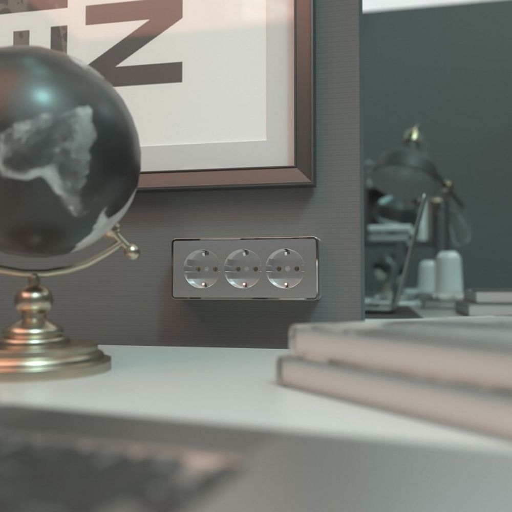 Розетка с заземлением и со шторками Werkel Gallant (серебряный) W5073106