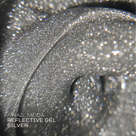 Nail Moda Flashing Builder Gel Silver - Гель моделирующий светоотражающий, 15мл