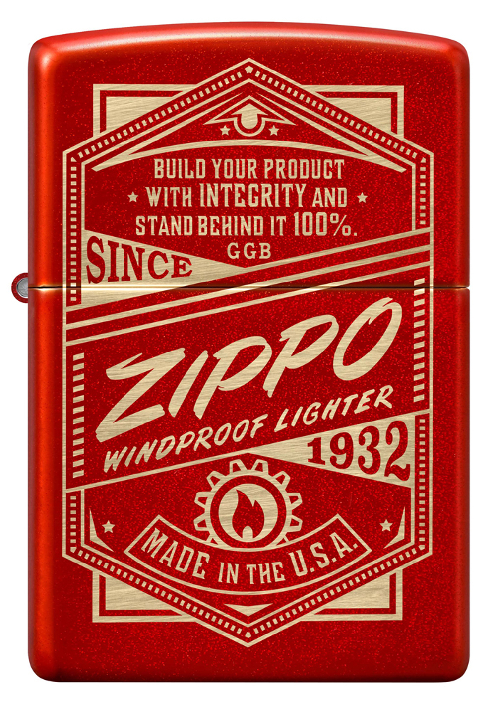 Зажигалка Zippo Classic с покрытием Metallic Red, латунь/сталь, красная, 38x13x57 мм