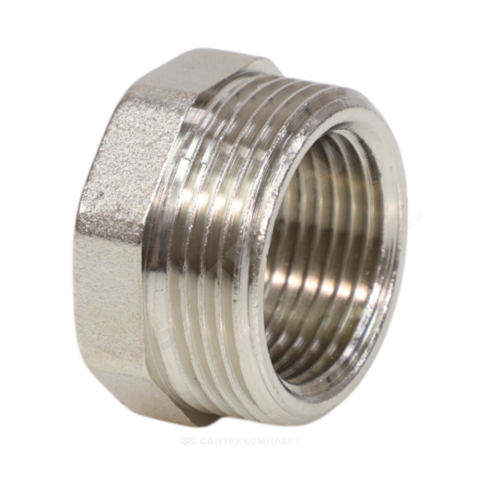 Футорка латунь никель Ду 15х10 (1/2"х3/8") НР/ВР VALFEX VF.581.N.012.038