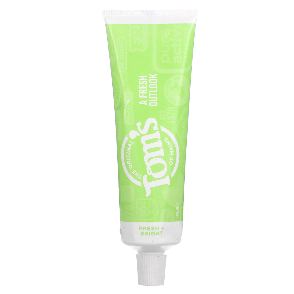 Tom's of Maine, Natural Anticavity Toothpaste with Fluoride, Fresh + Bright, Fresh Mint, 4 oz (113 g)