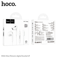 Наушники с микрофоном HOCO M111 Max Lightning (белый) работают без Bluetooth