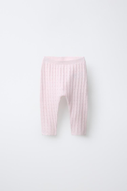 ZARA АЖУРНЫЕ ТРИКОТАЖНЫЕ ЛЕГИНСЫ, ЦВЕТ РОЗОВОГО ДЕРЕВА