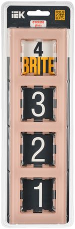 BRITE Рамка 4-местная РУ-4-2-БрП стекло персиковый матовый IEK