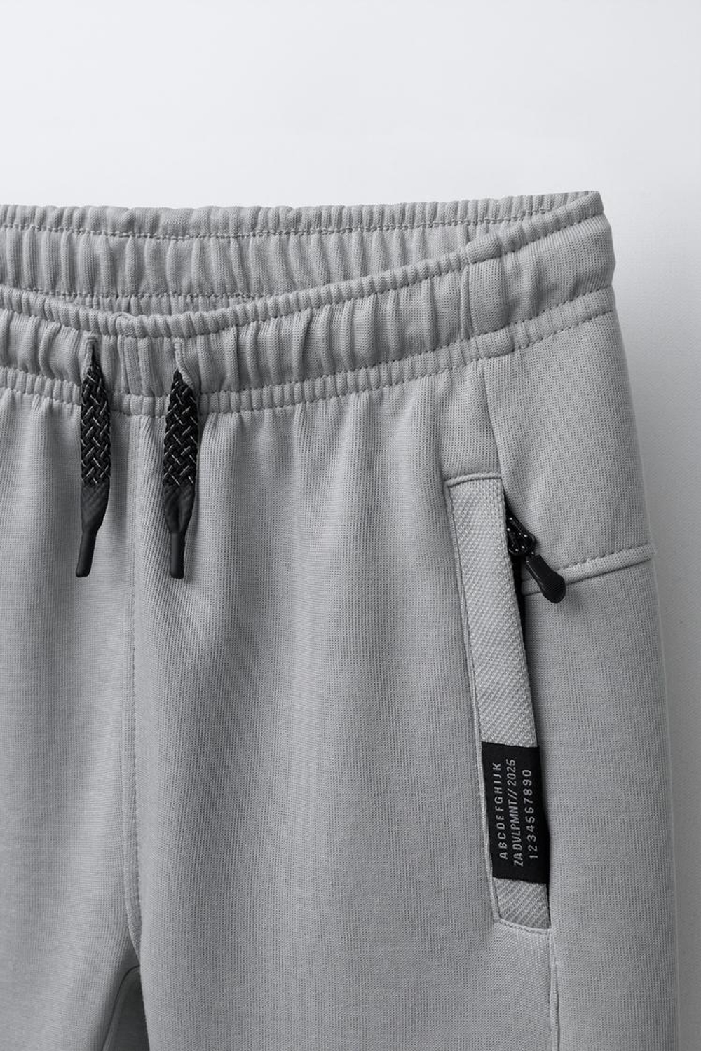 ZARA БРЮКИ ИЗ КОМБИНИРОВАННОГО ФУТЕРА И ПИКЕ, ЖЕМЧУЖНО-СЕРЫЙ